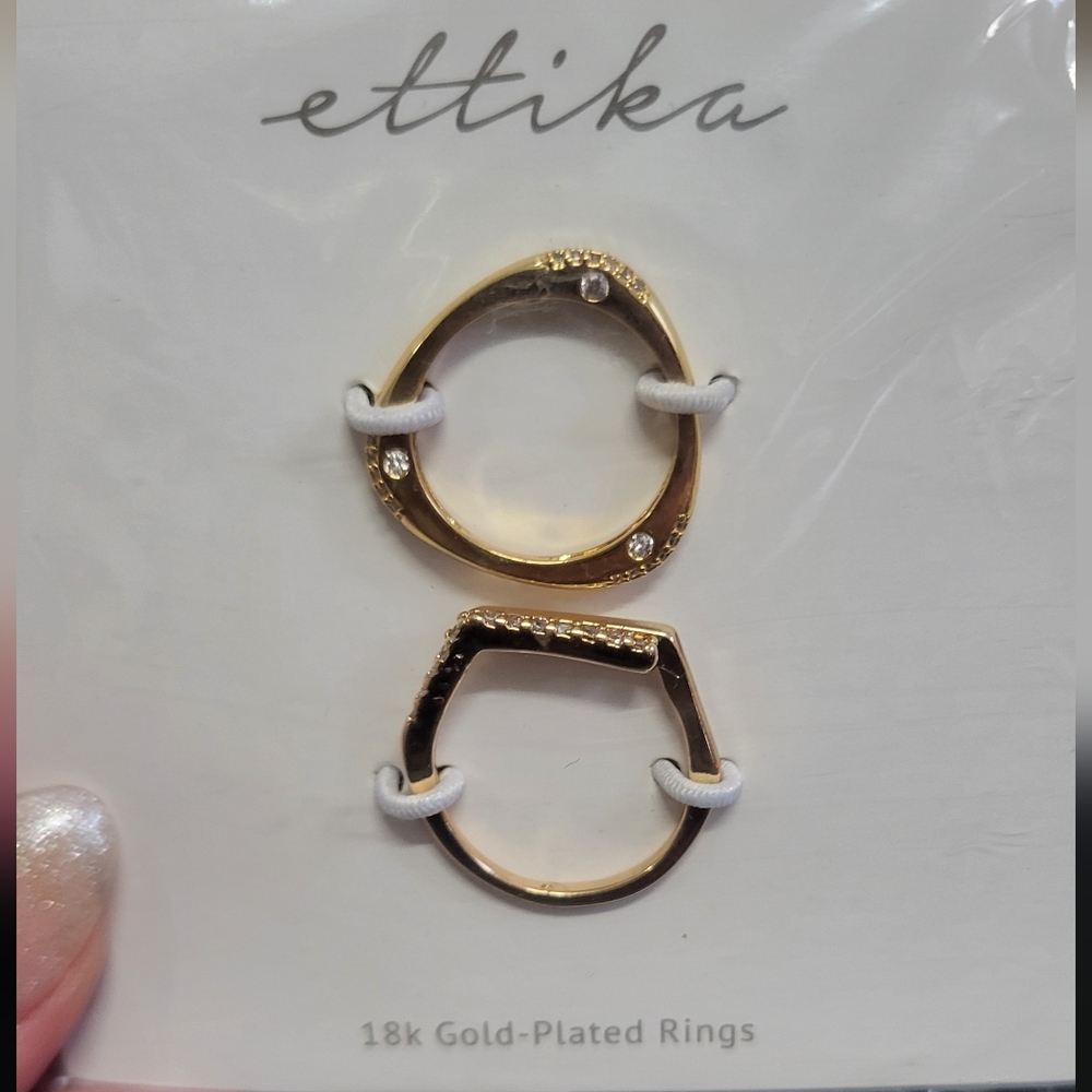 Ettika #2 Gold Ring Set of 2 18k Plated NWT - Picture 7 of 9